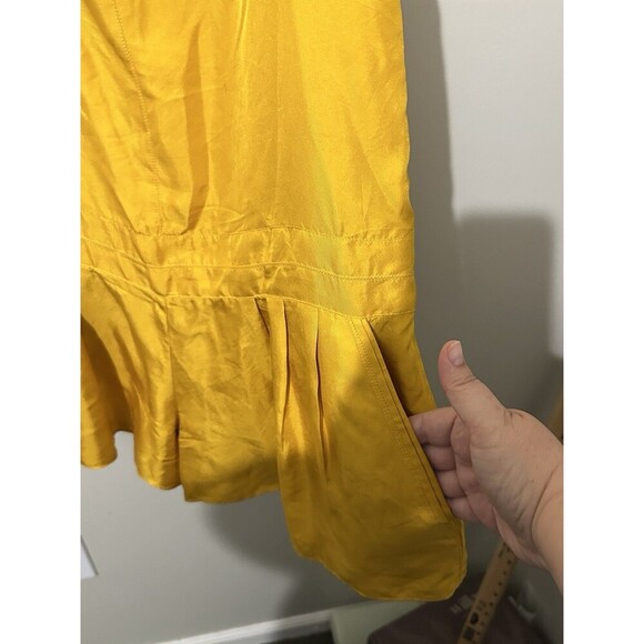 Rag & Bone Old Gold 100 % Silk Dune Romper sz 2 Spaghetti Straps Satin Pockets - Picture 7 of 12